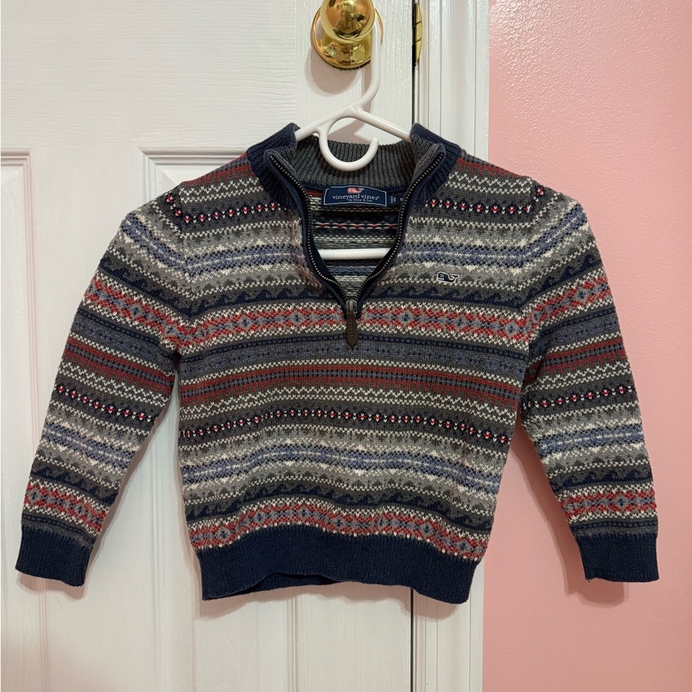 Vineyard Vines Multicolor Patterned Quarter Zip-Up Sweater